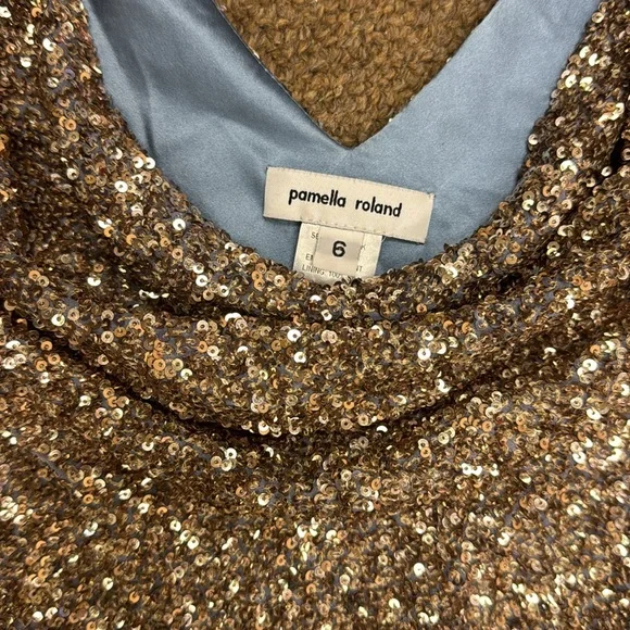 Pamella Roland Beige & Silver Ombré Sequin Gown - Picture 2 of 3
